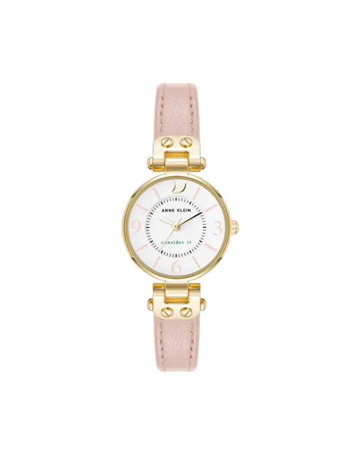 Women Consider It Sustainable Leather Strap Watch Goldtoneblack Anne Klein Everyday Watches