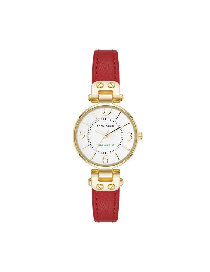 Women Consider It Sustainable Leather Strap Watch Yellowgoldtone Anne Klein Watches