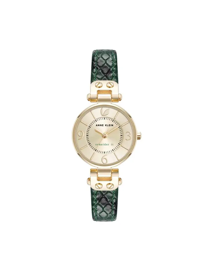 Women Consider It Sustainable Leather Strap Watch Yellowgoldtone Anne Klein Watches