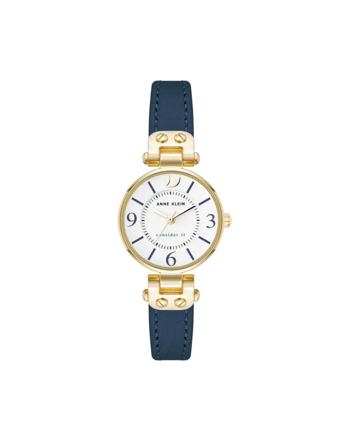 Women Consider It Sustainable Leather Strap Watch Yellowgoldtone Anne Klein Watches
