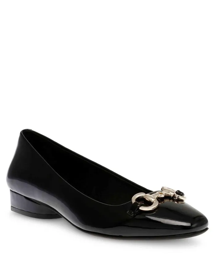 Women Cora Flat Black Patent Anne Klein Flats and Loafers