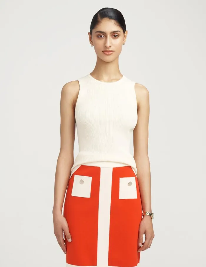 Women Crewneck Sleeveless Sweater Shell Sale Anne White Anne Klein Sweaters