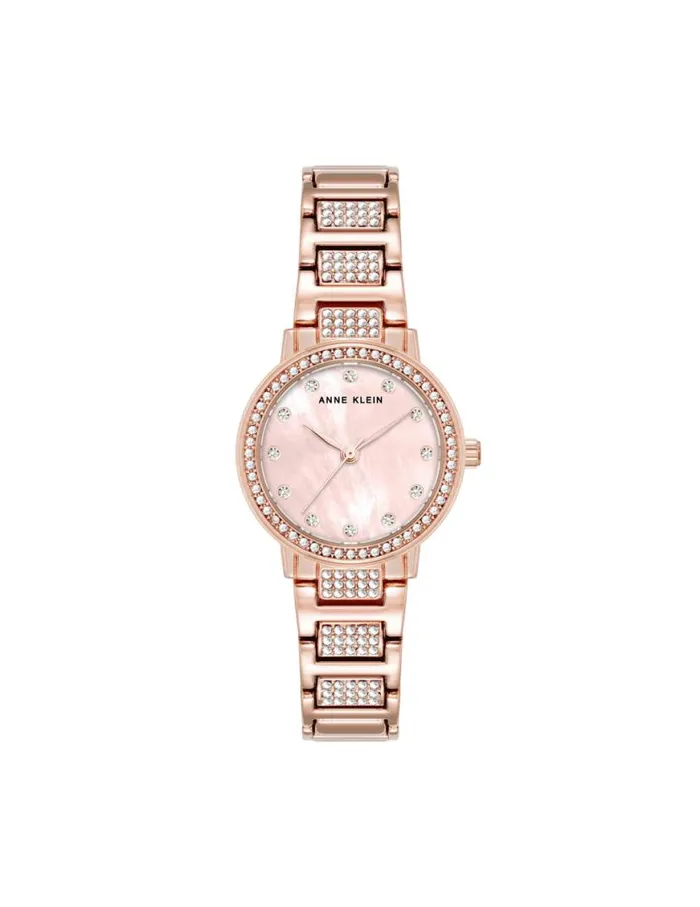 Women Crystal Embellished Bracelet Watch Rose Goldtone Anne Klein Watches
