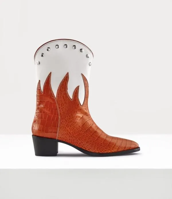 Women Cuban Flame Boot Orange Viviennewestwood Boots
