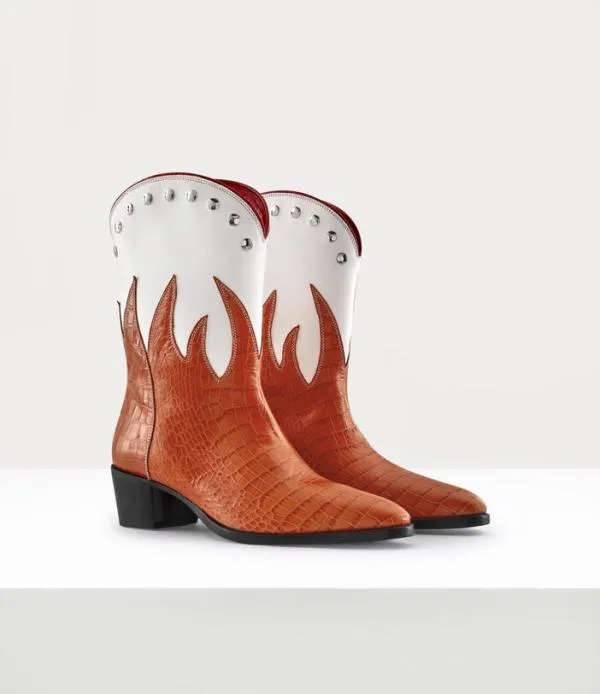 Women Cuban Flame Boot Orange Viviennewestwood Boots