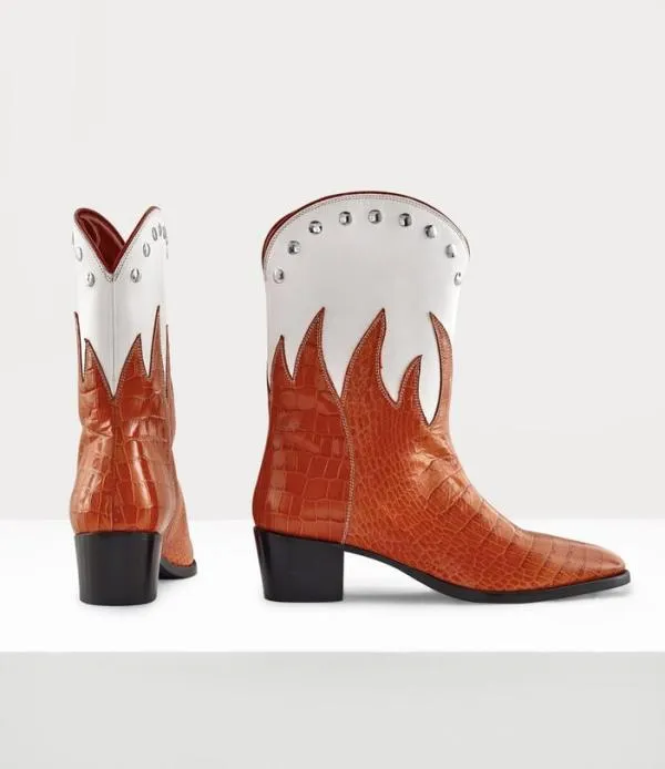 Women Cuban Flame Boot Orange Viviennewestwood Boots