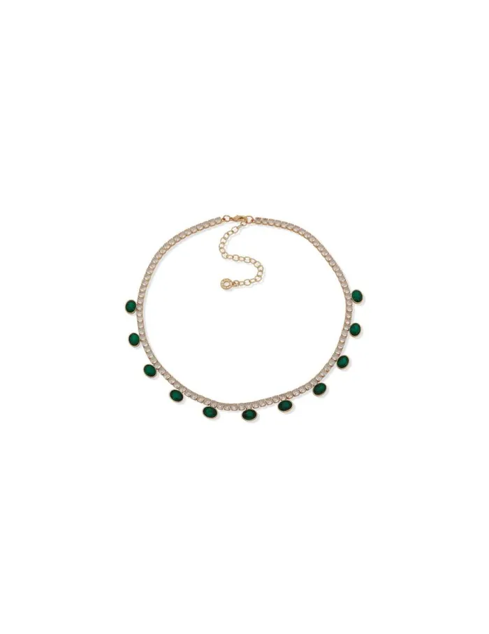Women Cup Chain Necklace With Emerald Stones Anne Klein Necklaces