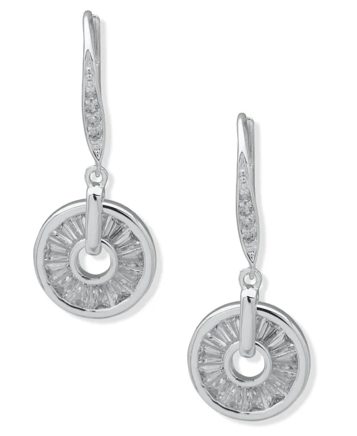 Women Cz Disc Drop Earrings Anne Klein Pierced Earrings