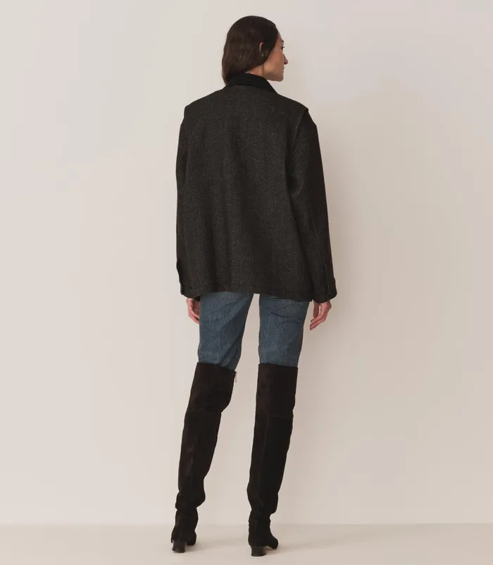 Women DEN Coats and Jackets Pascual Wool Jacket Charcoal Herringbone