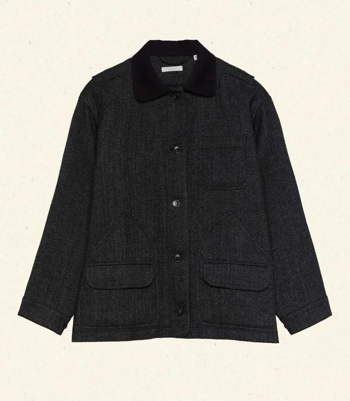 Women DEN Coats and Jackets Pascual Wool Jacket Charcoal Herringbone