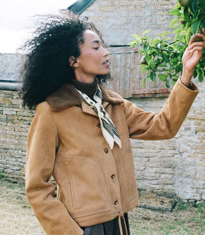 Women DEN Coats and Jackets Turner Suede Jacket Stag