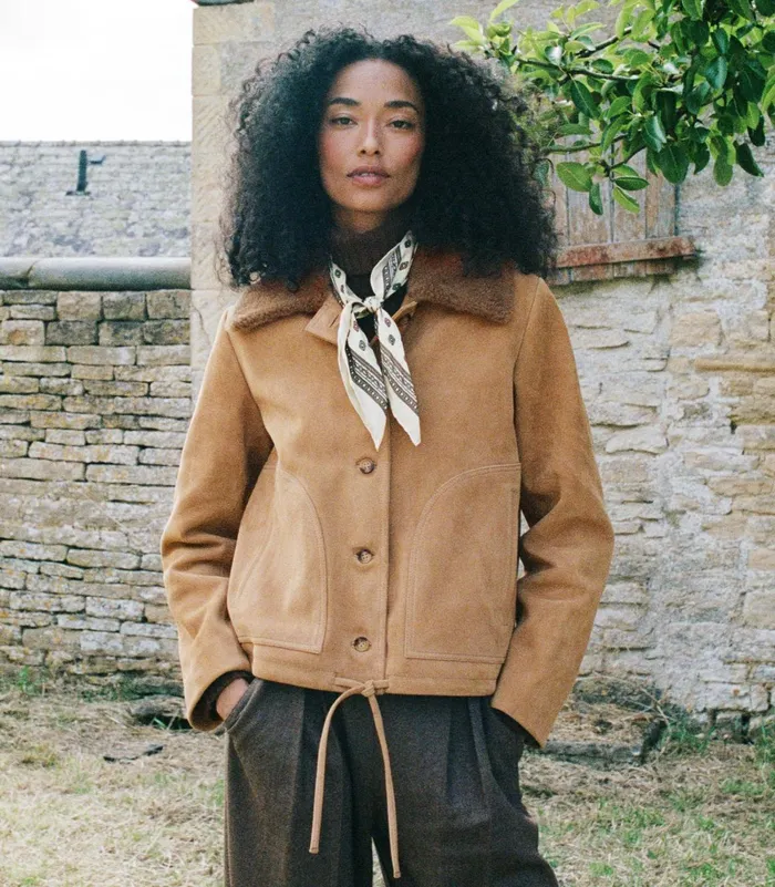 Women DEN Coats and Jackets Turner Suede Jacket Stag Women DEN Coats and Jackets Turner Suede Jacket Stag