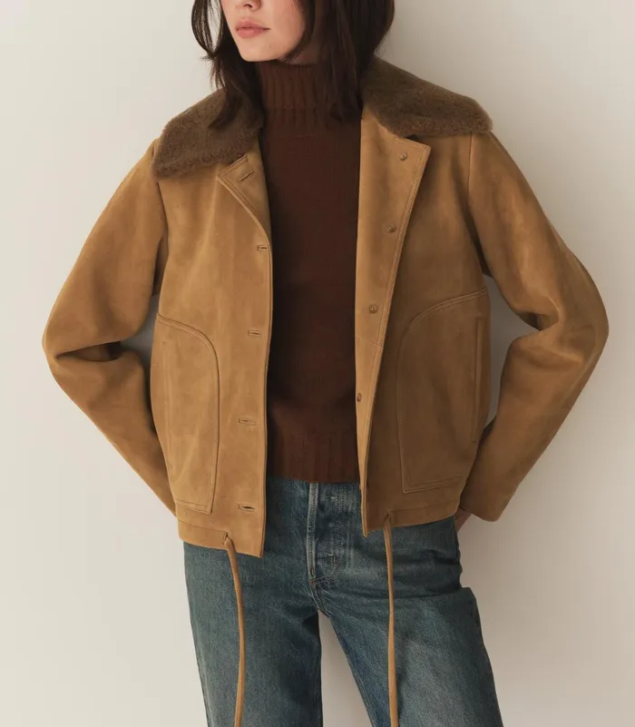 Women DEN Coats and Jackets Turner Suede Jacket Stag Women DEN Coats and Jackets Turner Suede Jacket Stag