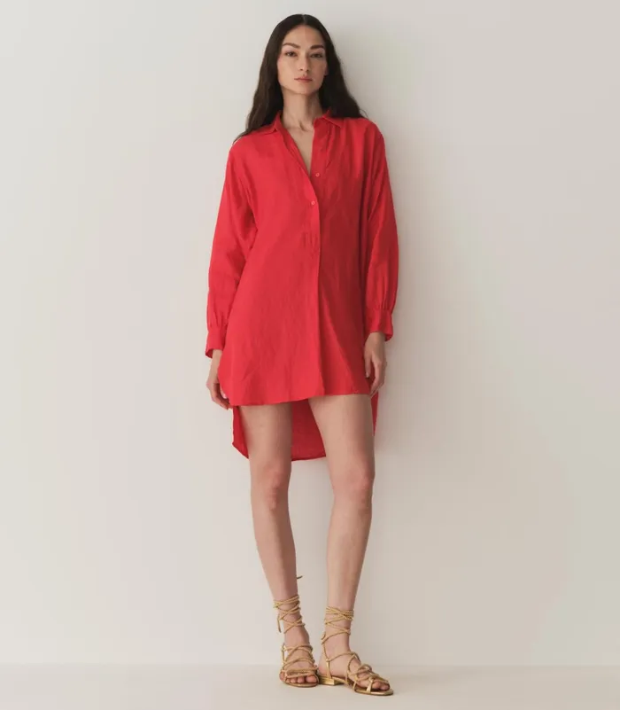 Women DEN Dresses Jora Linen Dress Scarlet Women DEN Dresses Jora Linen Dress Scarlet