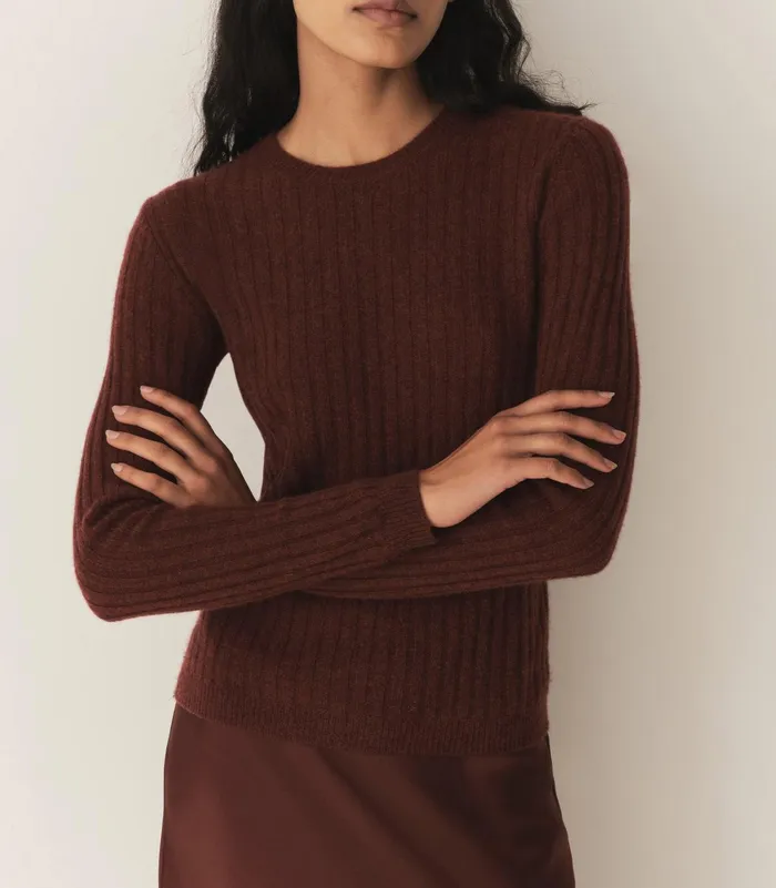 Women DEN Knitwear Hyeres Cashmere Sweater Dark Garnet Women DEN Knitwear Hyeres Cashmere Sweater Dark Garnet
