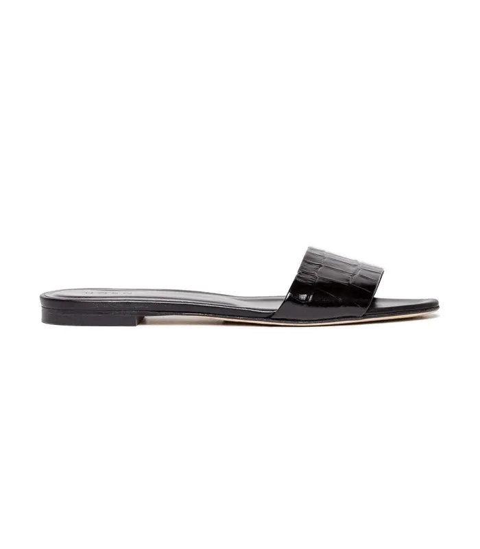 Women DEN Shoes Angelica Sandal Black Faux Croc