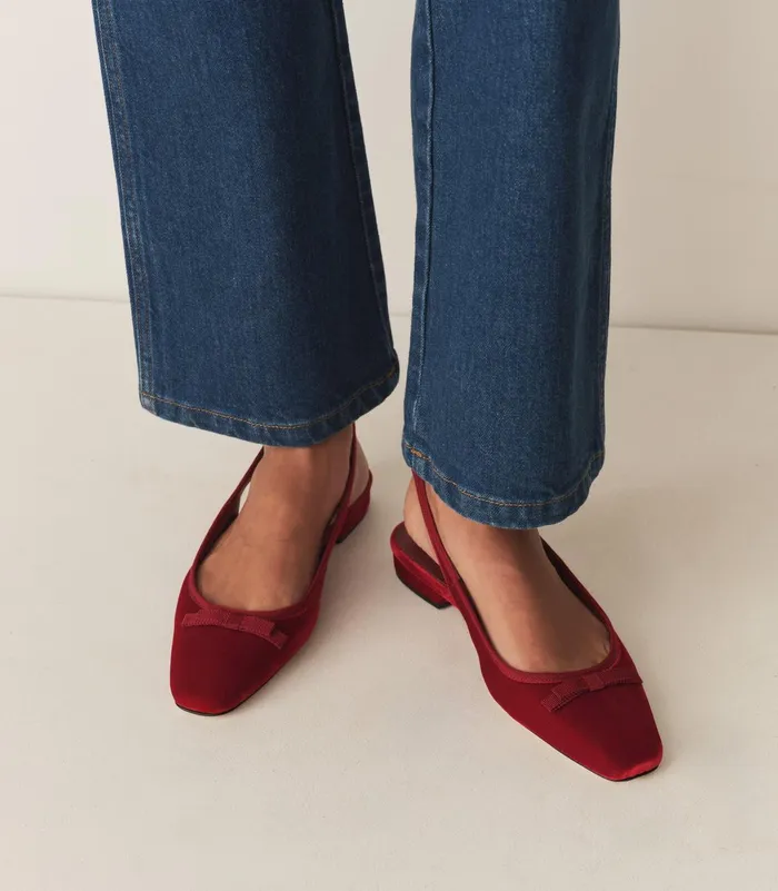 Women DEN Shoes Cossima Slingback Ruby Velvet Women DEN Shoes Cossima Slingback Ruby Velvet