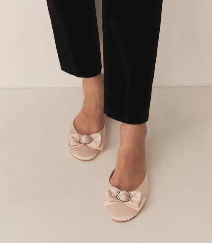 Women DEN Shoes Tilly Mule Peche Satin