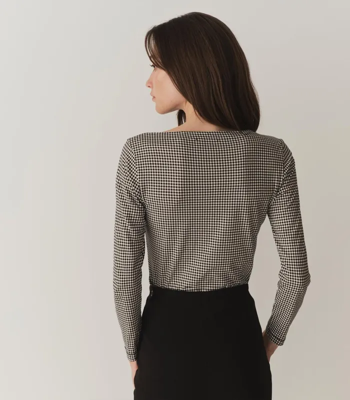 Women DEN Tees Paulette Tee Noir La Maddalena Gingham Women DEN Tees Paulette Tee Noir La Maddalena Gingham