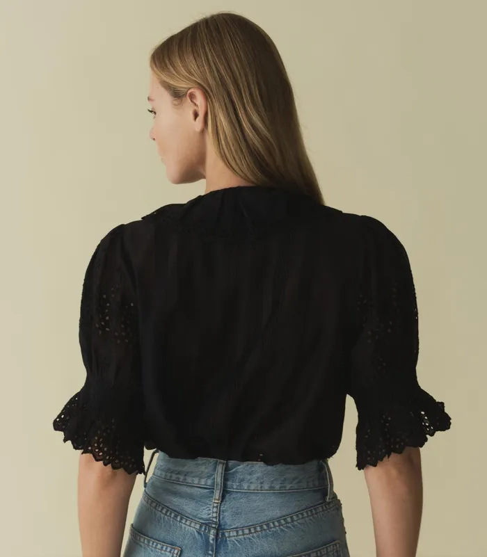 Women DEN Tops Henri Top Black Eyelet Women DEN Tops Henri Top Black Eyelet