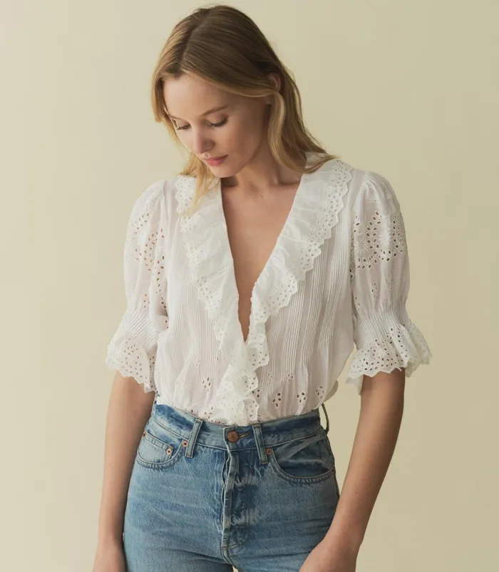 Women DEN Tops Henri Top Salt Eyelet