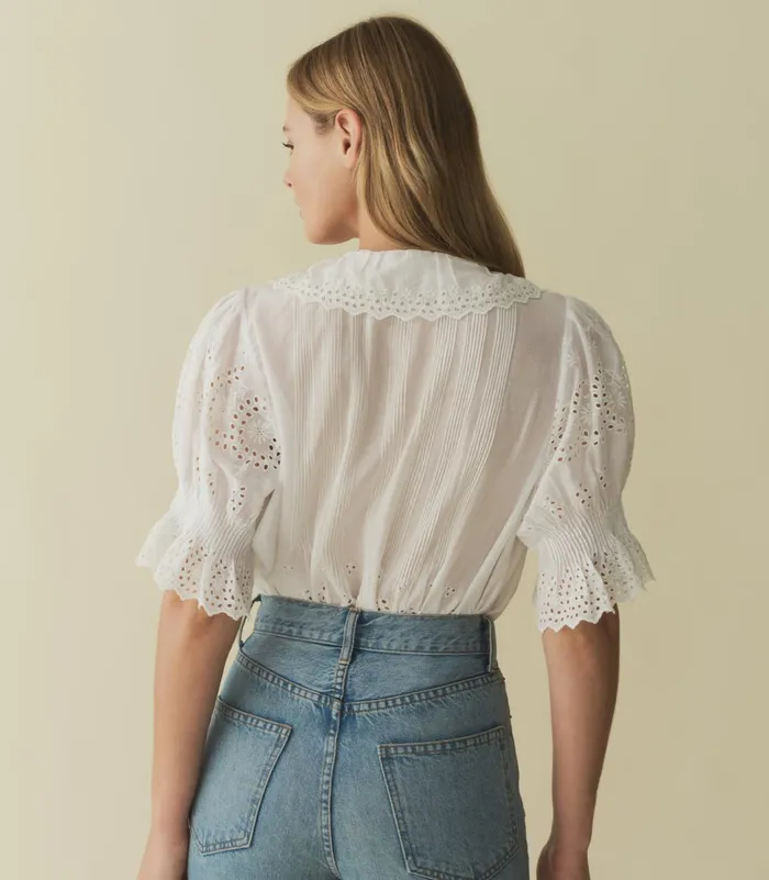 Women DEN Tops Henri Top Salt Eyelet Women DEN Tops Henri Top Salt Eyelet