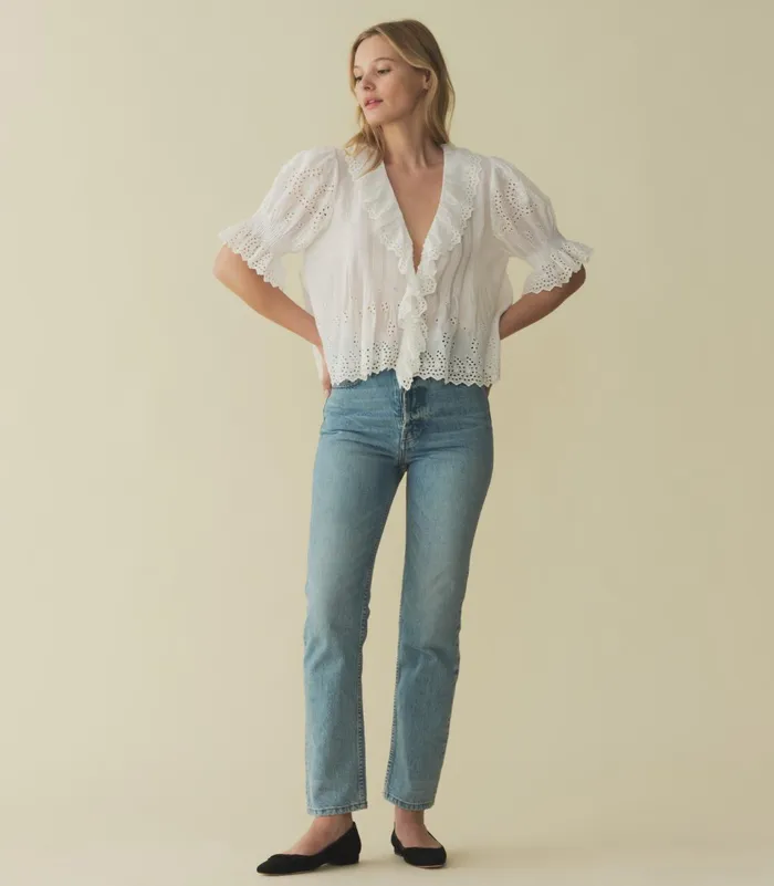 Women DEN Tops Henri Top Salt Eyelet Women DEN Tops Henri Top Salt Eyelet