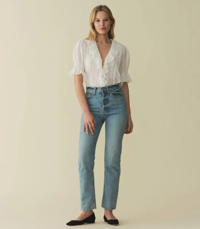Women DEN Tops Henri Top Salt Eyelet Women DEN Tops Henri Top Salt Eyelet