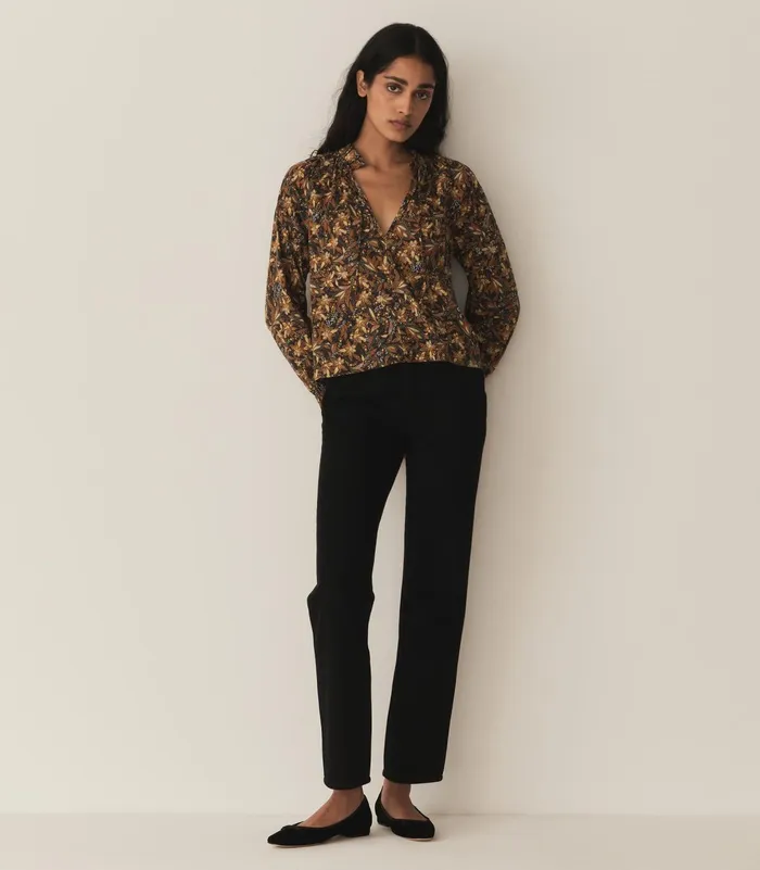 Women DEN Tops Juna Top Noir Narcissus Floral Women DEN Tops Juna Top Noir Narcissus Floral