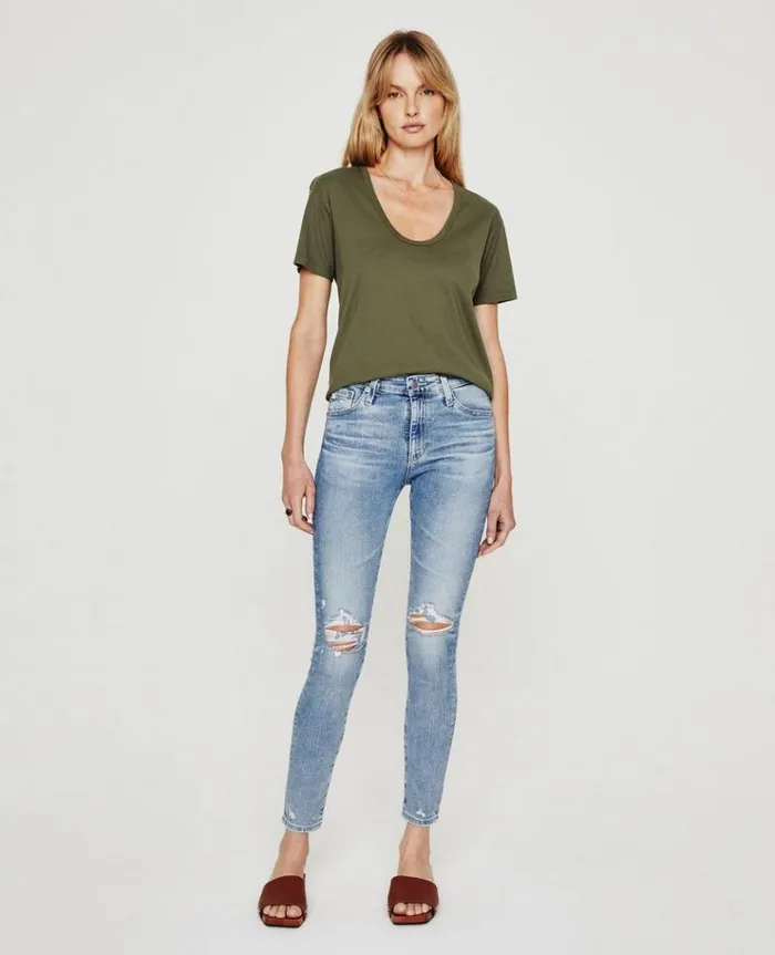 Women Denim AG Jeans Farrah Skinny Ankle 20 Years Undertow Destructed