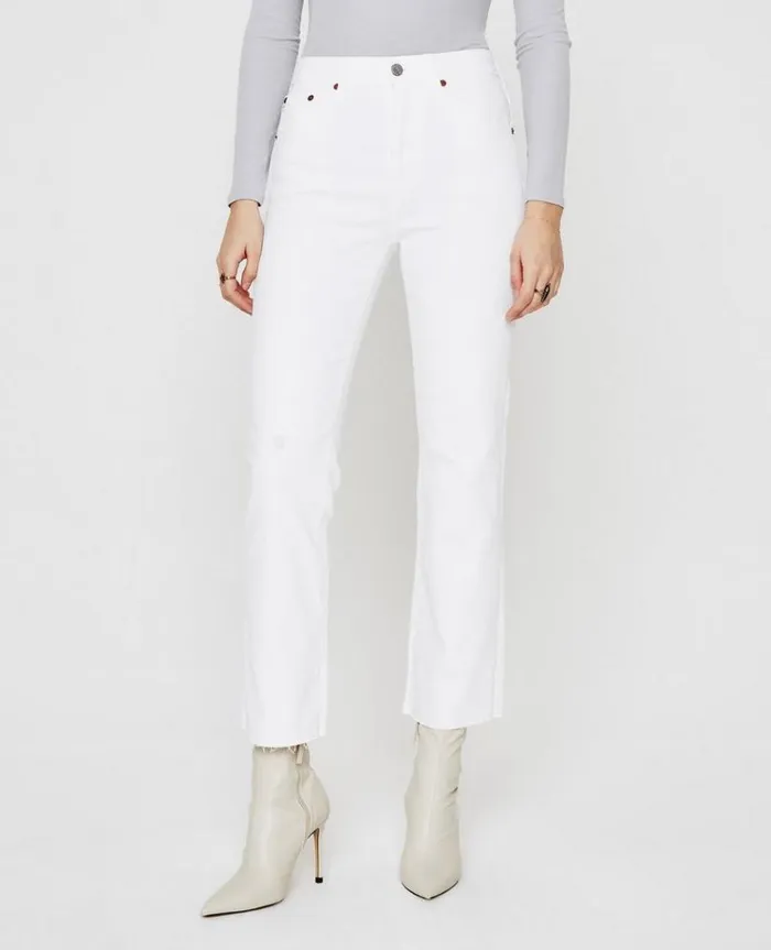 Women Denim AG Jeans Kinsley Authentic White Destructed Women Denim AG Jeans Kinsley Authentic White Destructed