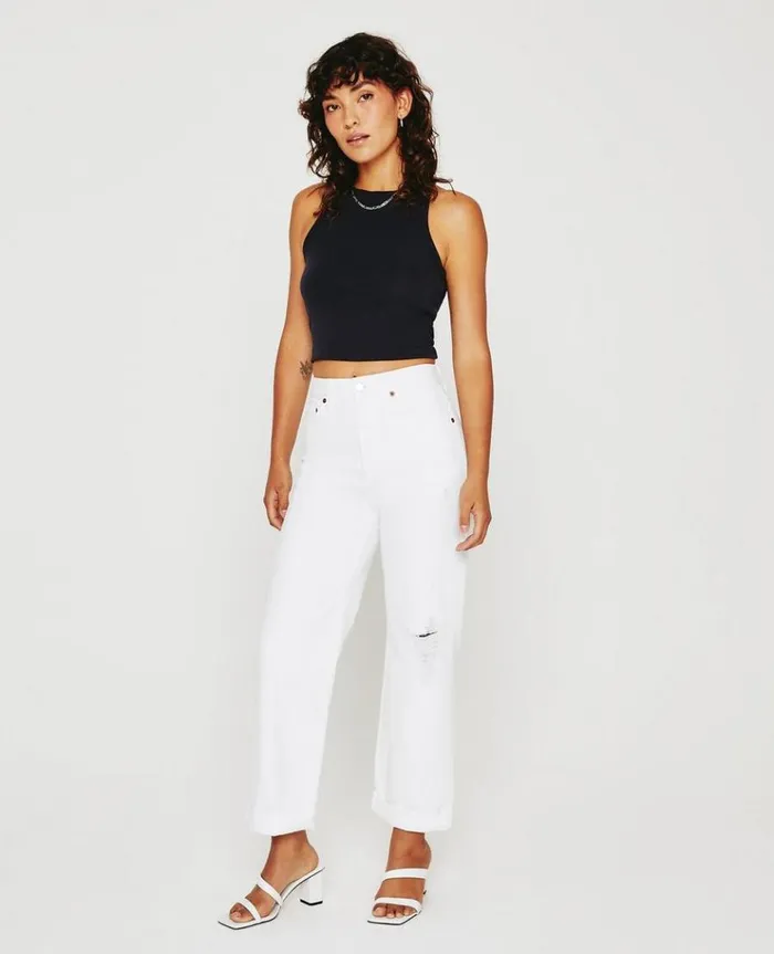 Women Denim AG Jeans Knoxx Authentic White Destructed