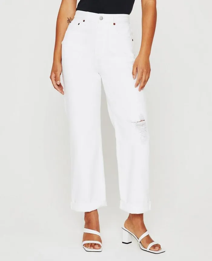 Women Denim AG Jeans Knoxx Authentic White Destructed Women Denim AG Jeans Knoxx Authentic White Destructed