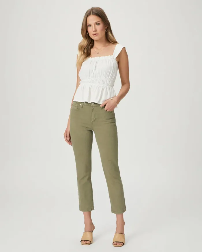 Women Denim PAIGE Cindy Crop Straight Jean 8211 Vintage Mossy Green