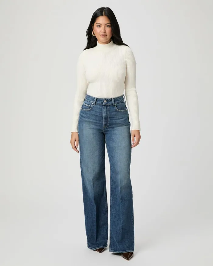 Women Denim PAIGE Flaunt Denim Ambition Wide Leg Jean 8211 Mix Tape