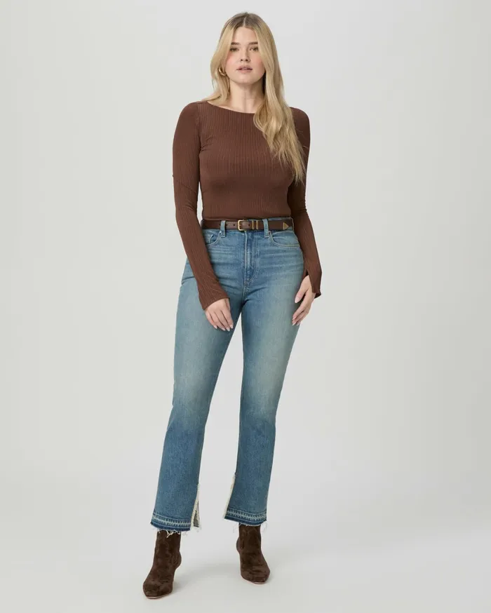 Women Denim PAIGE Flaunt Denim Knockout Straight Jean 8211 Riff
