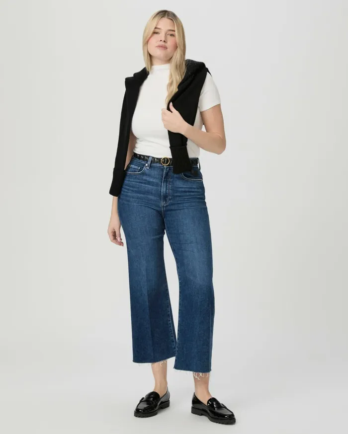 Women Denim PAIGE Flaunt Denim Spotlight Wide Leg Jean 8211 Vignette