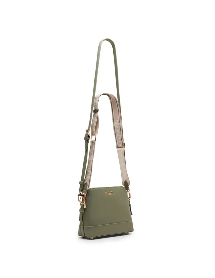 Women Dome Crossbody With Logo Web Strap Soft Olive Anne Klein Crossbody Bags