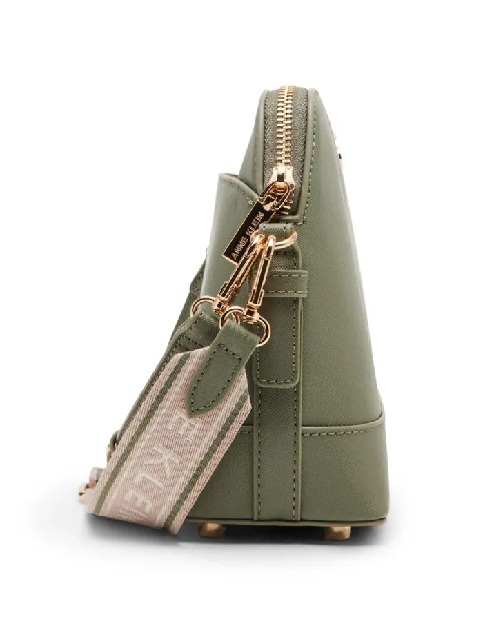 Women Dome Crossbody With Logo Web Strap Soft Olive Anne Klein Crossbody Bags