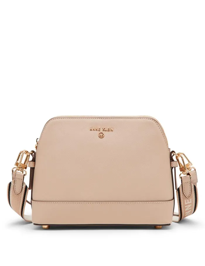 Women Dome Crossbody With Logo Web Strap Soft Olive Anne Klein Crossbody Bags