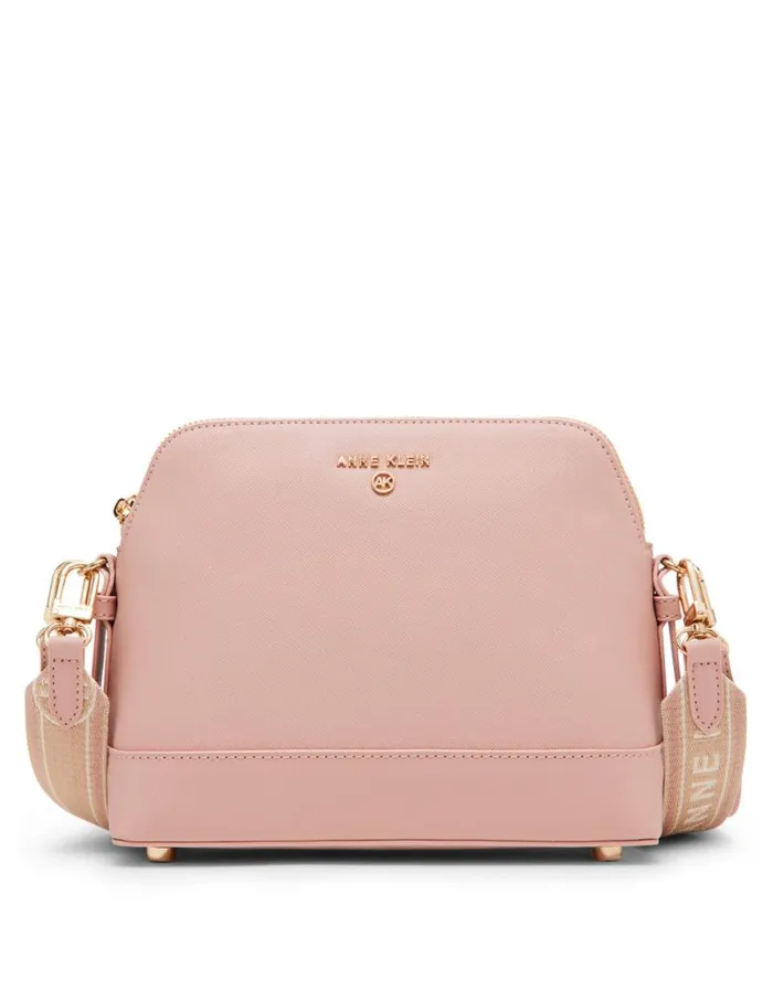 Women Dome Crossbody With Logo Web Strap Soft Olive Anne Klein Crossbody Bags