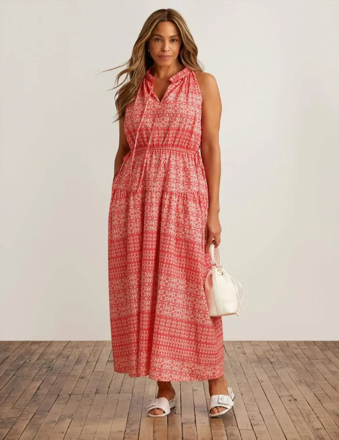 Women Drawstring Maxi Dress Hbscs Redpearl Wht Anne Klein Dresses and Jumpsuits