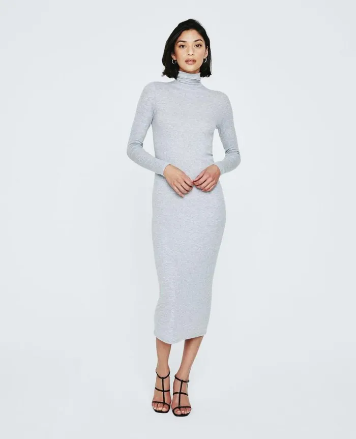 Women Dresses and More AG Jeans Jenny LS Turtleneck Dress Heather Grey