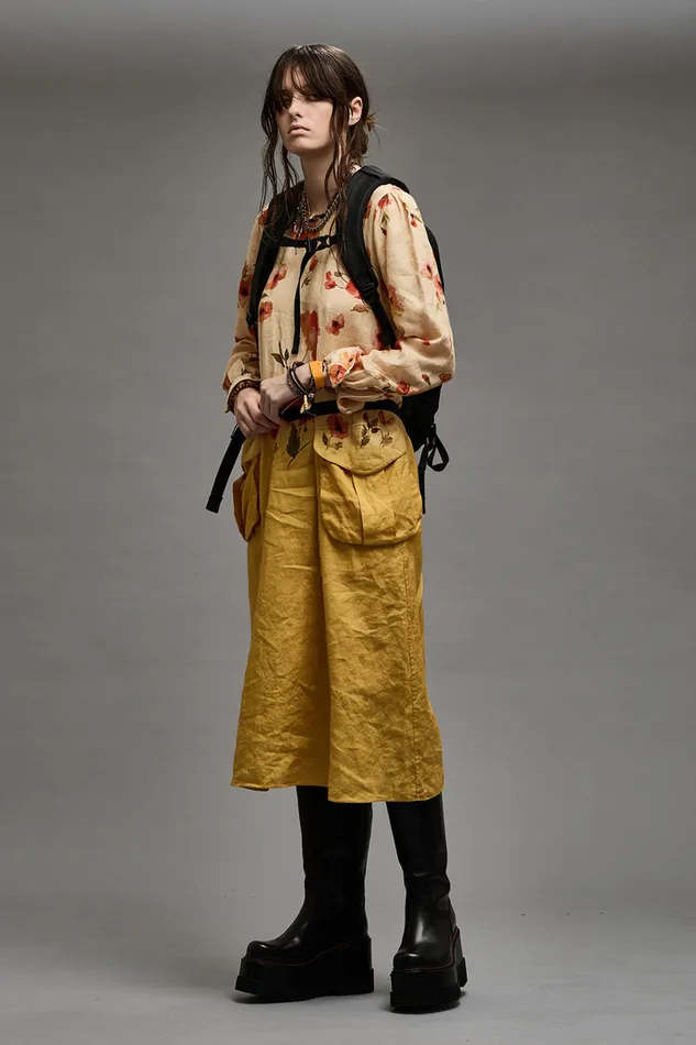 Women Dresses and Skirts R13 Bellow Pocket Dress 8211 Yellow Poppy Print