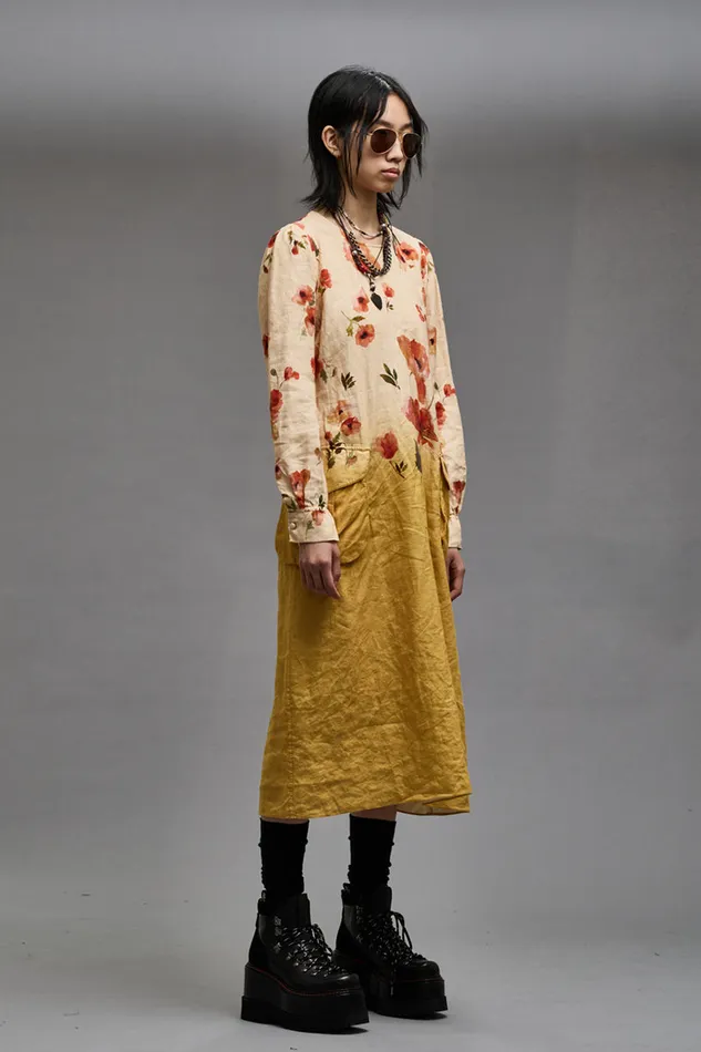 Women Dresses and Skirts R13 Bellow Pocket Dress 8211 Yellow Poppy Print
