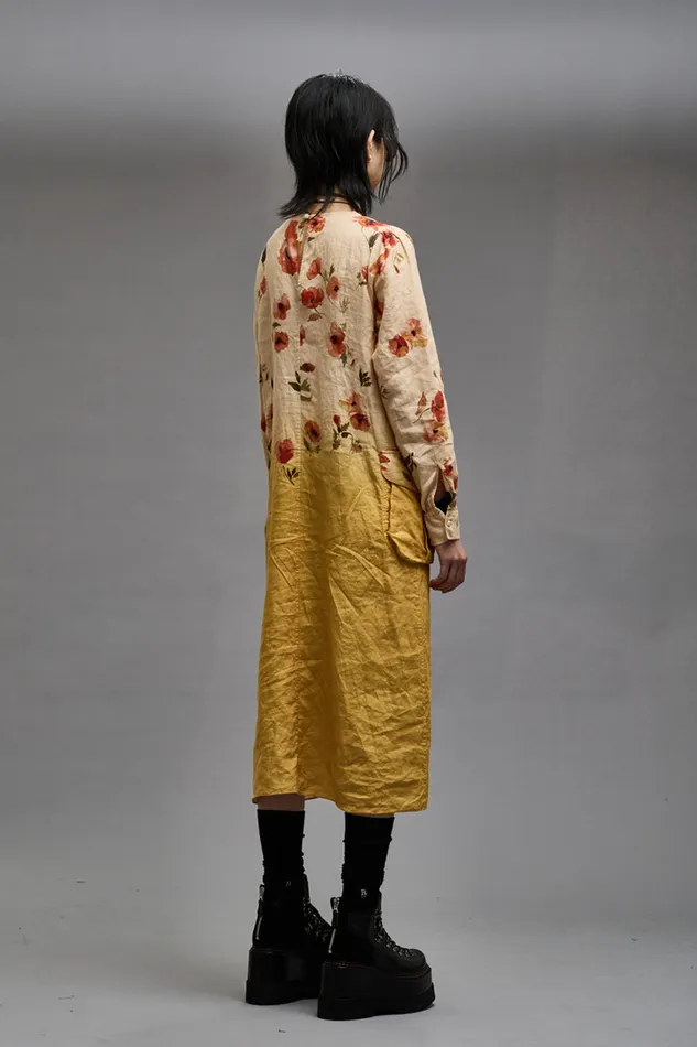 Women Dresses and Skirts R13 Bellow Pocket Dress 8211 Yellow Poppy Print