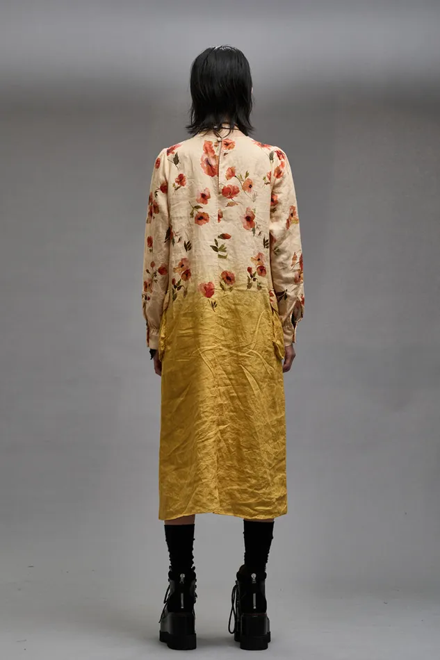 Women Dresses and Skirts R13 Bellow Pocket Dress 8211 Yellow Poppy Print