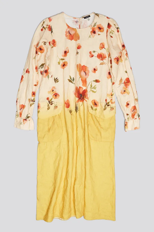 Women Dresses and Skirts R13 Bellow Pocket Dress 8211 Yellow Poppy Print