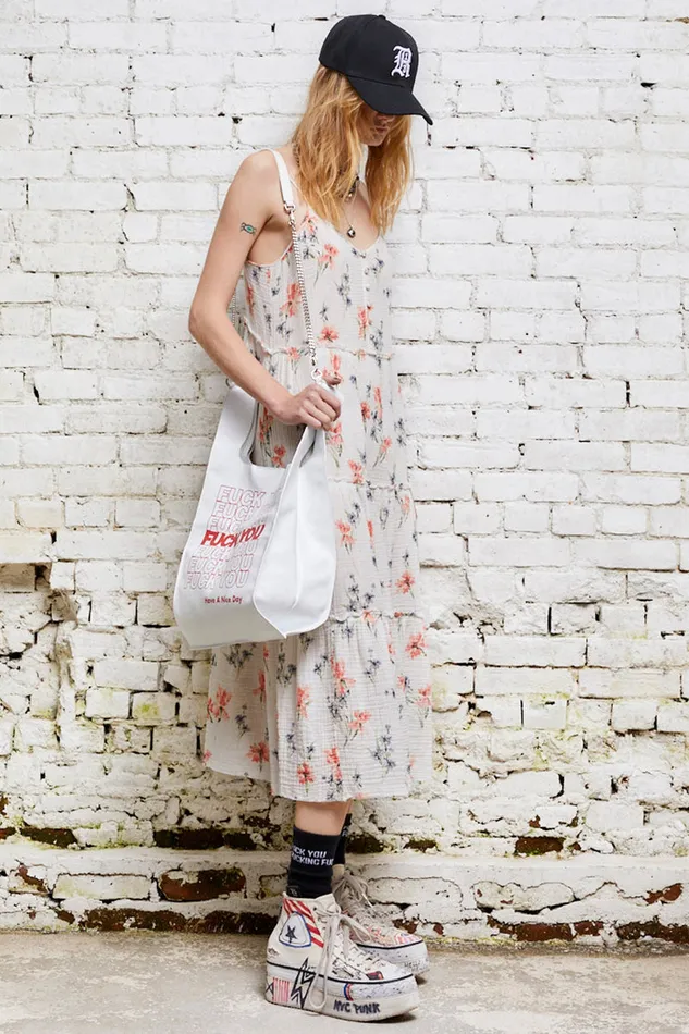 Women Dresses and Skirts R13 Midi Tiered Slip 8211 Ecru Floral