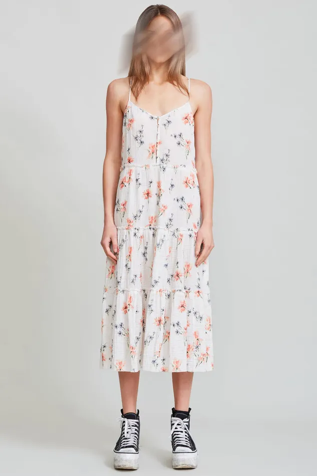 Women Dresses and Skirts R13 Midi Tiered Slip 8211 Ecru Floral